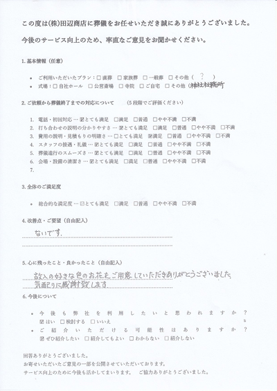 総合評価5点が記載された手書きアンケート原本